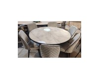Moon Dining Set: Round Extending Table and 6 Chairs