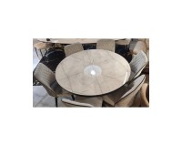 Moon Dining Set: Round Extending Table and 6 Chairs