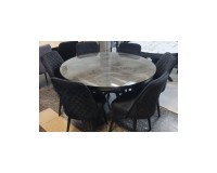 Moon Dining Set: Round Extending Table and 6 Chairs