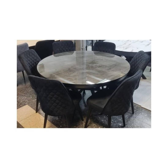 Moon Dining Set: Round Extending Table and 6 Chairs