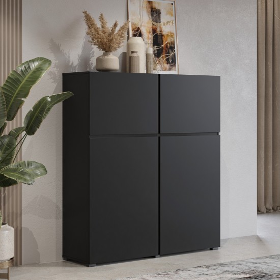 Tall chest of drawers CROSS Helvetia 119 cm, black onyx