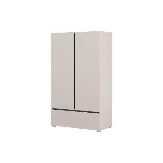 Tall chest of drawers CROSS Helvetia 89 cm, cashmere with black onyx