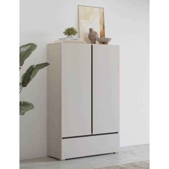 Tall chest of drawers CROSS Helvetia 89 cm, cashmere with black onyx