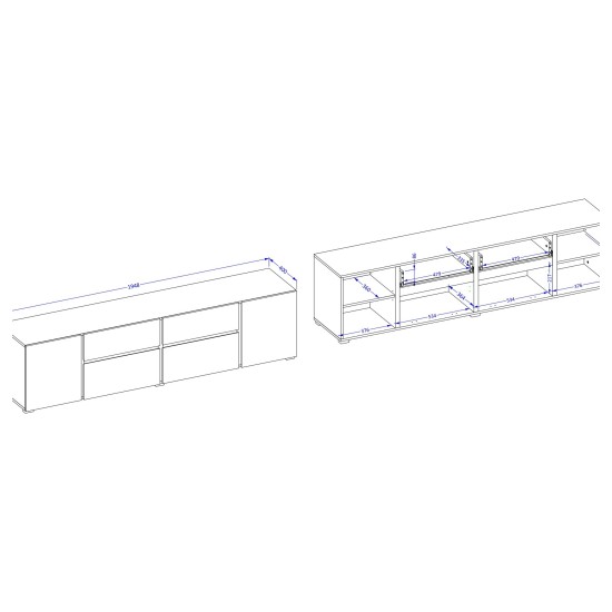 TV unit ASYMETRIC 195 cm, cashmere