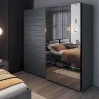 ארון הזזה GALAXY 221, אלון קרבון עם מראה גרפיט