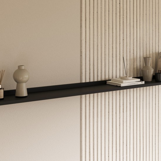 Wall shelf TULUZA Helvetia 200 cm, black gloss