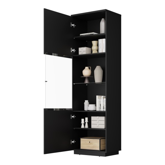 Display cabinet TULUZA Helvetia 60 cm, black gloss