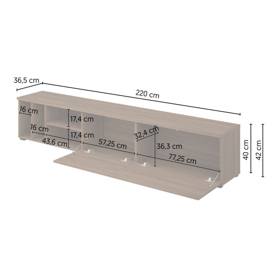 TV unit ONTARIO Helvetia 220 cm, Burdeo walnut