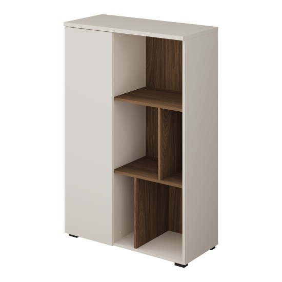 Tall chest ONTARIO Helvetia 80 cm, cashmere with Burdeo walnut