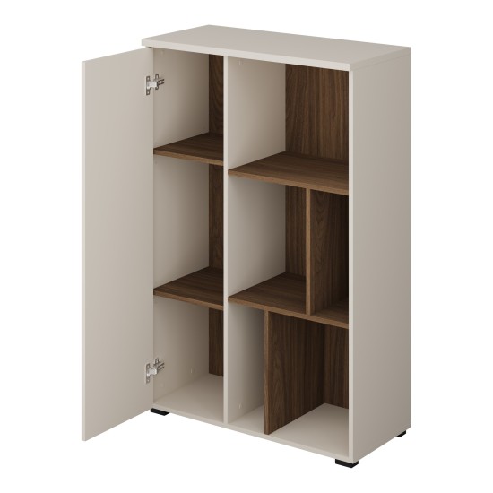 Tall chest ONTARIO Helvetia 80 cm, cashmere with Burdeo walnut