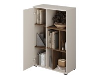 Tall chest ONTARIO Helvetia 80 cm, cashmere with Burdeo walnut
