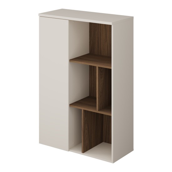 Tall chest ONTARIO Helvetia 80 cm, cashmere with Burdeo walnut
