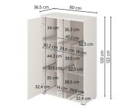 Tall chest ONTARIO Helvetia 80 cm, cashmere with Burdeo walnut