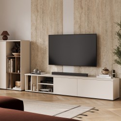 Wall unit ONTARIO Helvetia, cashmere with Burdeo walnut