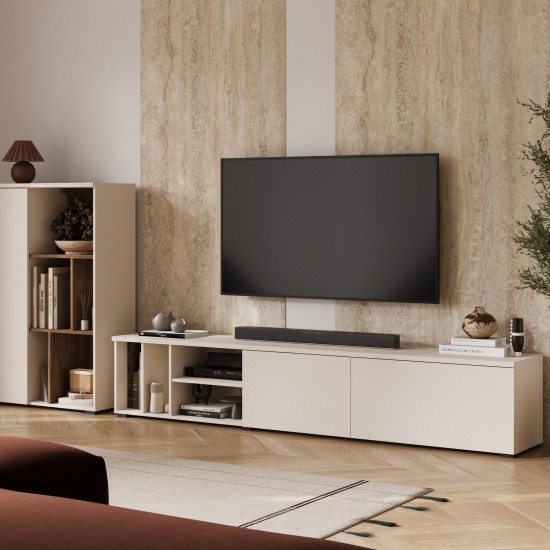 Wall unit ONTARIO Helvetia, cashmere with Burdeo walnut