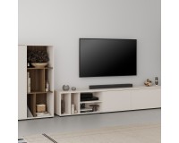 Wall unit ONTARIO Helvetia, cashmere with Burdeo walnut