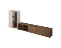 Wall unit ONTARIO Helvetia, Burdeo walnut with cashmere