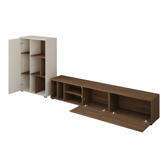 Wall unit ONTARIO Helvetia, Burdeo walnut with cashmere
