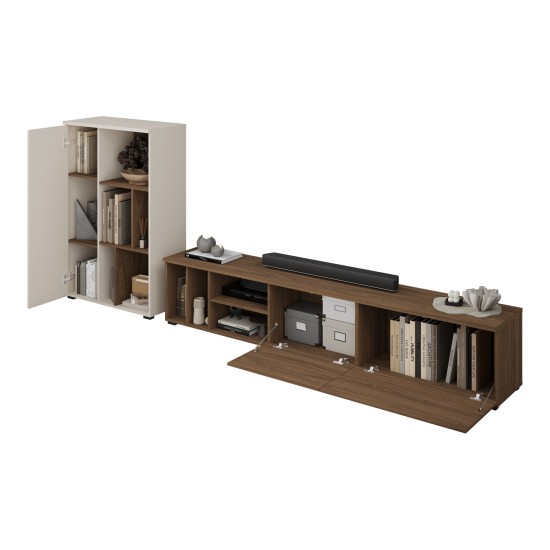 Wall unit ONTARIO Helvetia, Burdeo walnut with cashmere