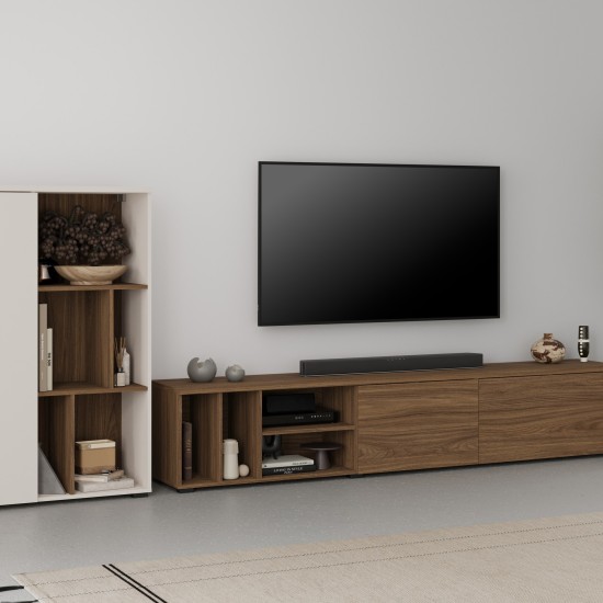 Wall unit ONTARIO Helvetia, Burdeo walnut with cashmere