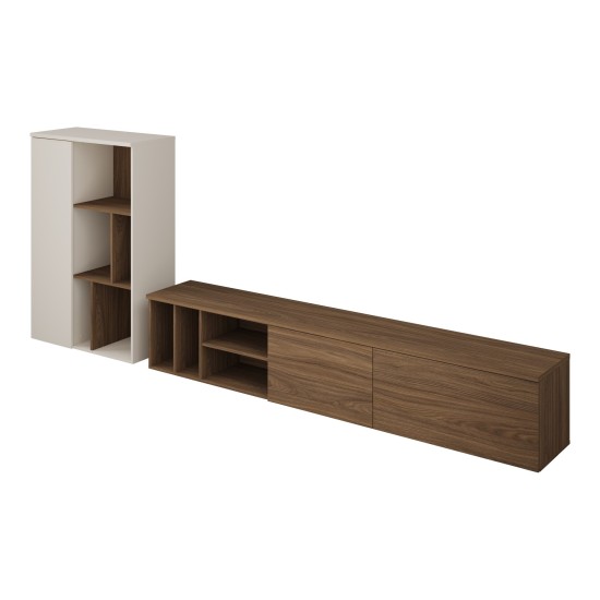 Wall unit ONTARIO Helvetia, Burdeo walnut with cashmere