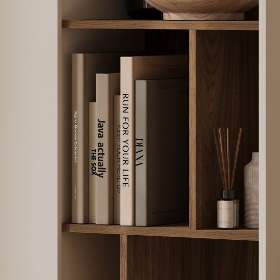 Wall unit ONTARIO Helvetia, Burdeo walnut with cashmere