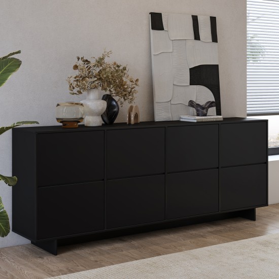 Комод TATAMI 4D, 221 см, чёрный оникс
