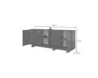 Комод TATAMI 4D, 221 см, чёрный оникс
