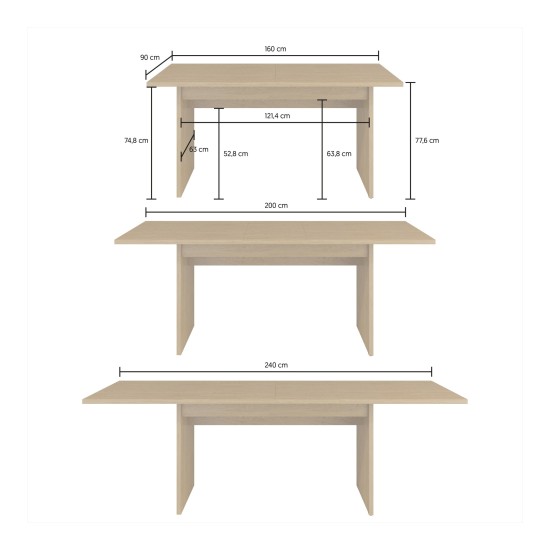 Extending dining table EKO Helvetia 160-240 cm, Baltic Dune oak Extending dining table EKO Helvetia 160-240 cm, Baltic Dune oak