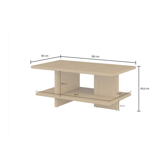 Coffee table EKO Helvetia 106 cm, Baltic Dune oak