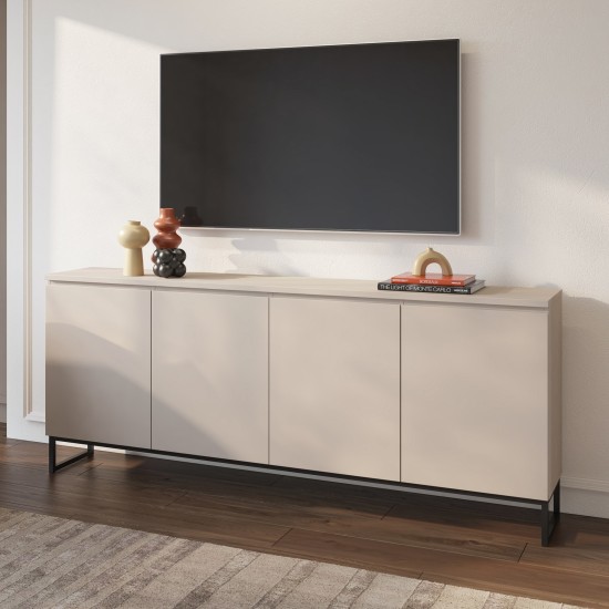 Chest of drawers MODO II 200 cm, cashmere with black onyx Chest of drawers MODO II 200 cm, cashmere with black onyx