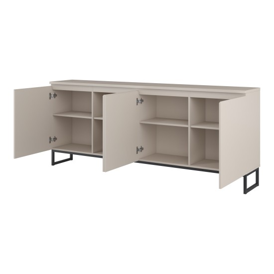 Chest of drawers MODO II 200 cm, cashmere with black onyx Chest of drawers MODO II 200 cm, cashmere with black onyx