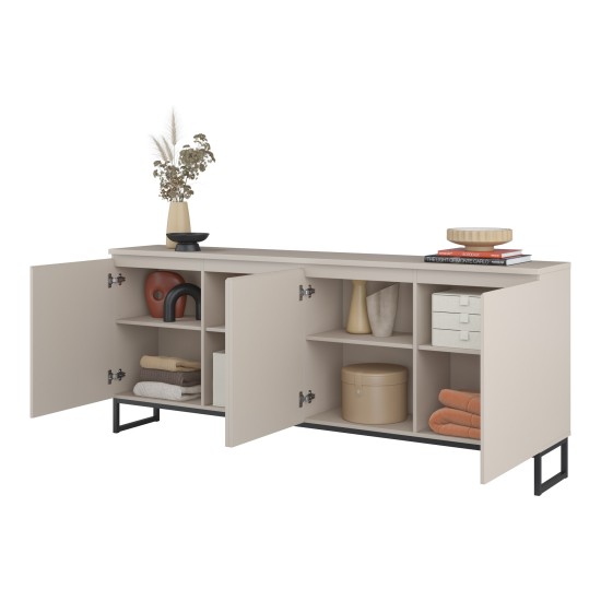 Chest of drawers MODO II 200 cm, cashmere with black onyx Chest of drawers MODO II 200 cm, cashmere with black onyx