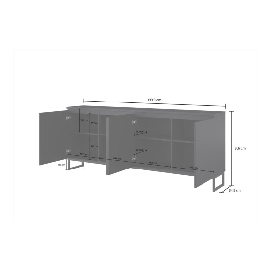 Chest of drawers MODO II 200 cm, black onyx Chest of drawers MODO II 200 cm, black onyx