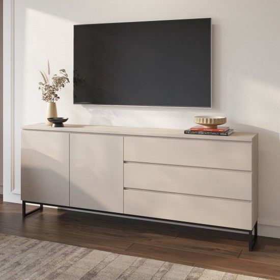 Chest of drawers MODO II 200 cm with drawers, cashmere with black onyx Chest of drawers MODO II 200 cm with drawers, cashmere with black onyx