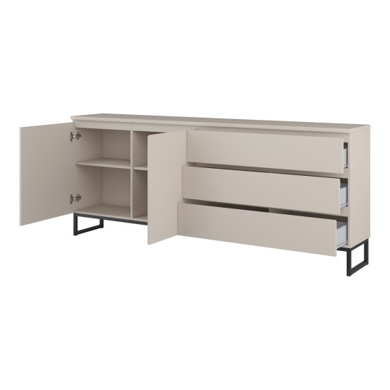 Chest of drawers MODO II 200 cm with drawers, cashmere with black onyx Chest of drawers MODO II 200 cm with drawers, cashmere with black onyx