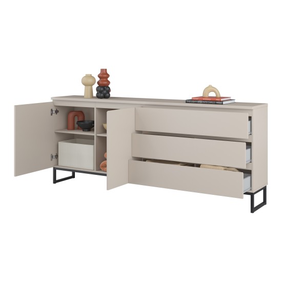 Chest of drawers MODO II 200 cm with drawers, cashmere with black onyx Chest of drawers MODO II 200 cm with drawers, cashmere with black onyx