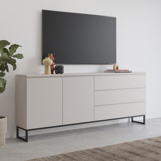 Chest of drawers MODO II 200 cm with drawers, cashmere with black onyx Chest of drawers MODO II 200 cm with drawers, cashmere with black onyx