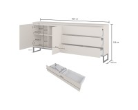 Chest of drawers MODO II 200 cm with drawers, cashmere with black onyx Chest of drawers MODO II 200 cm with drawers, cashmere with black onyx