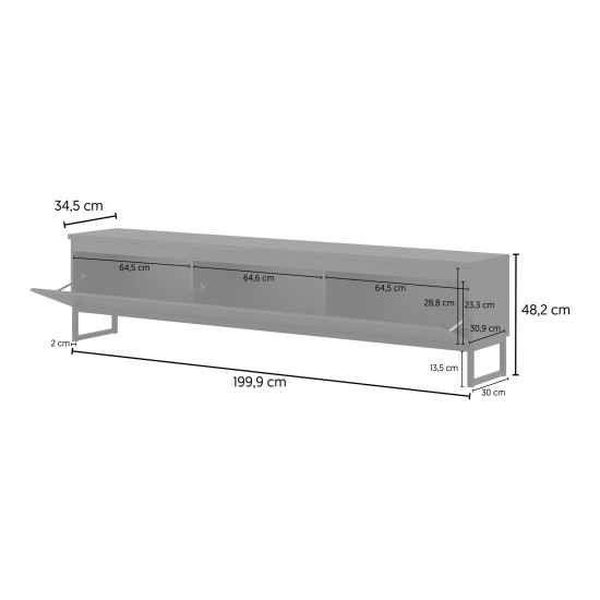 TV unit MODO II 200 cm, black onyx TV unit MODO II 200 cm, black onyx