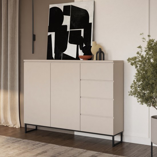 Tall chest of drawers MODO II 150 cm, cashmere with black onyx Tall chest of drawers MODO II 150 cm, cashmere with black onyx