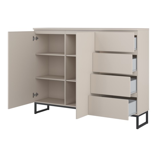 Tall chest of drawers MODO II 150 cm, cashmere with black onyx Tall chest of drawers MODO II 150 cm, cashmere with black onyx