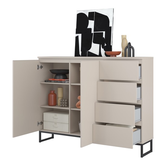 Tall chest of drawers MODO II 150 cm, cashmere with black onyx Tall chest of drawers MODO II 150 cm, cashmere with black onyx