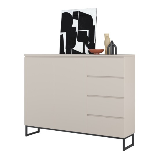 Tall chest of drawers MODO II 150 cm, cashmere with black onyx Tall chest of drawers MODO II 150 cm, cashmere with black onyx