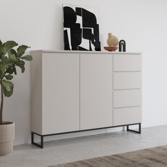 Tall chest of drawers MODO II 150 cm, cashmere with black onyx Tall chest of drawers MODO II 150 cm, cashmere with black onyx
