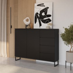 Tall chest of drawers MODO II 150 cm, black onyx Tall chest of drawers MODO II 150 cm, black onyx