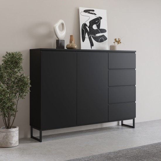 Tall chest of drawers MODO II 150 cm, black onyx Tall chest of drawers MODO II 150 cm, black onyx