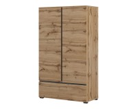 Tall chest CROSS Helvetia 89 cm, Wotan oak with black