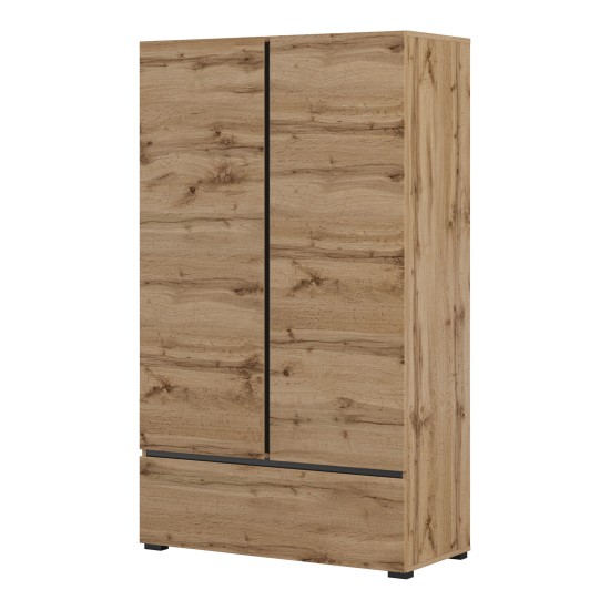 Tall chest CROSS Helvetia 89 cm, Wotan oak with black