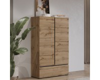 Tall chest CROSS Helvetia 89 cm, Wotan oak with black